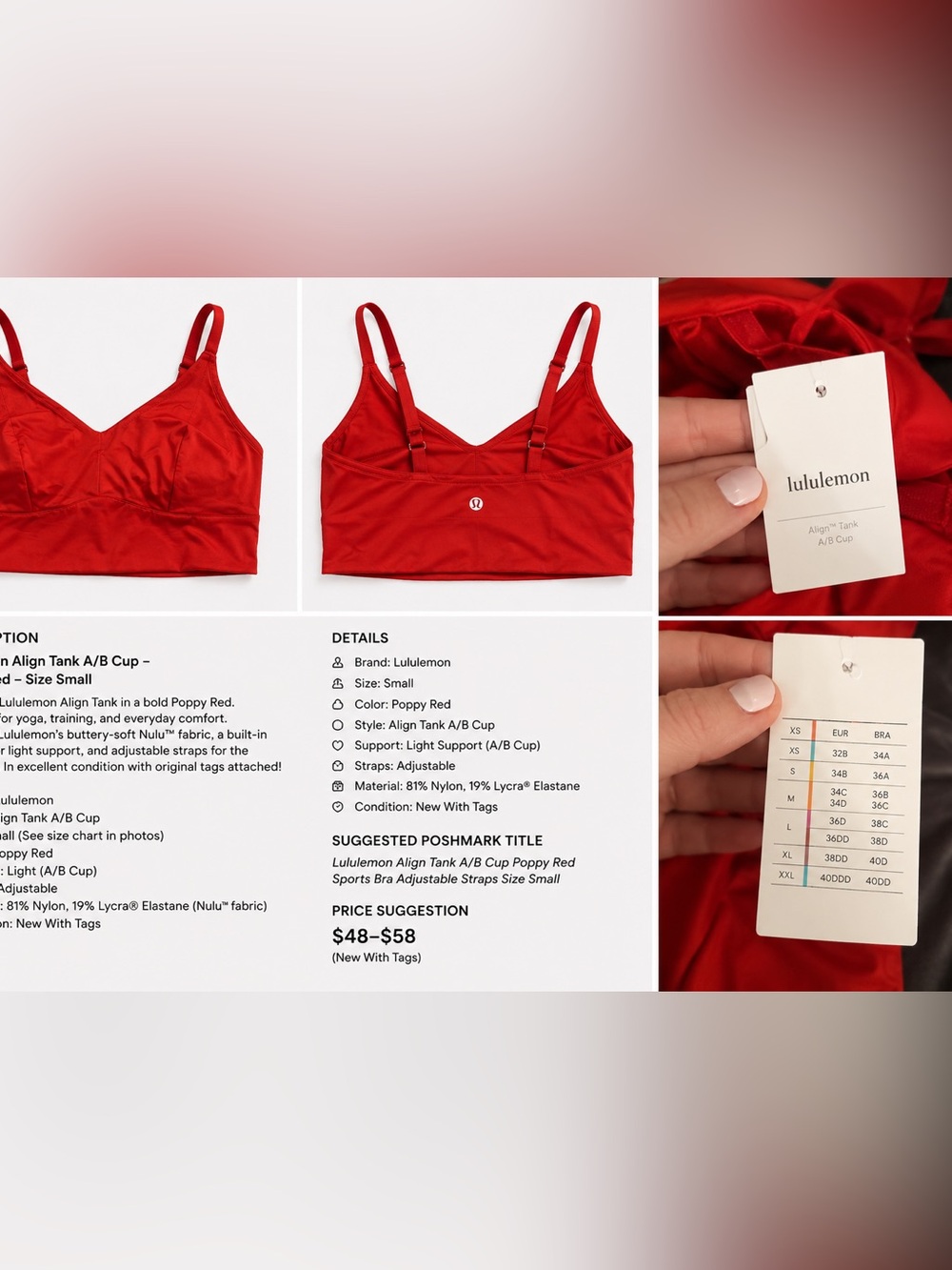 lululemon athletica Align Tank A/B Cup Sports Bra - Poppy Red